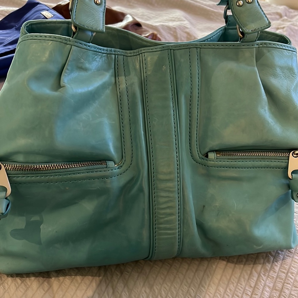 Kate Landry purse In leather turquoise color